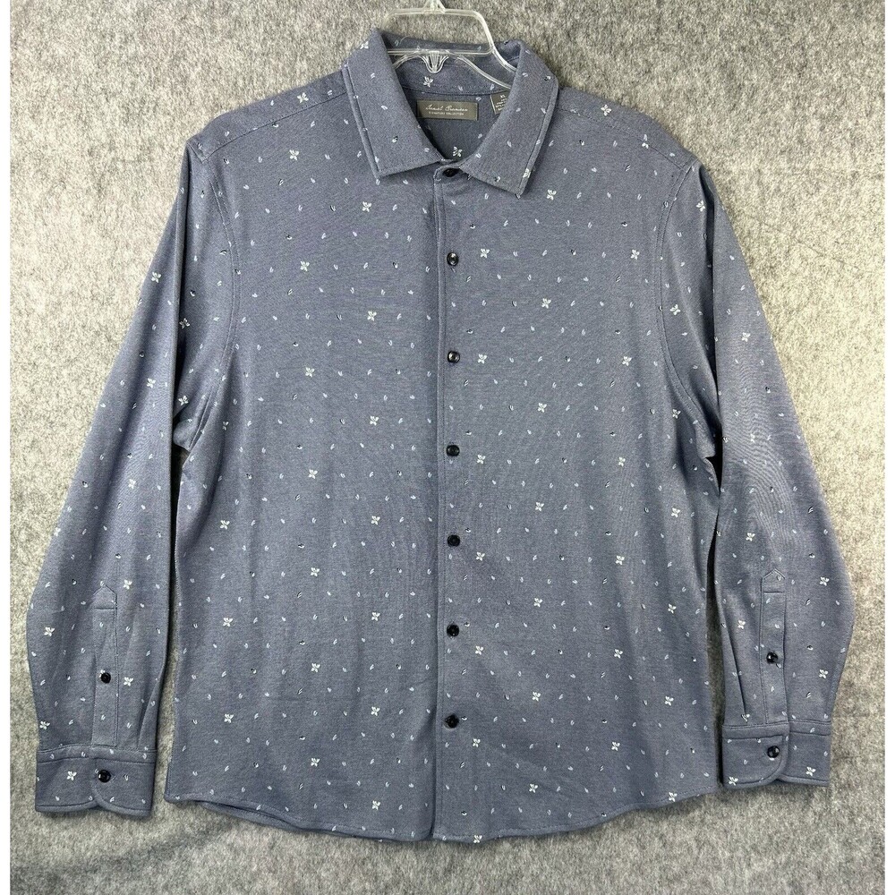 Daniel Cremieux Men's Shirt Size XL Signature Collection Blue Knit Floral